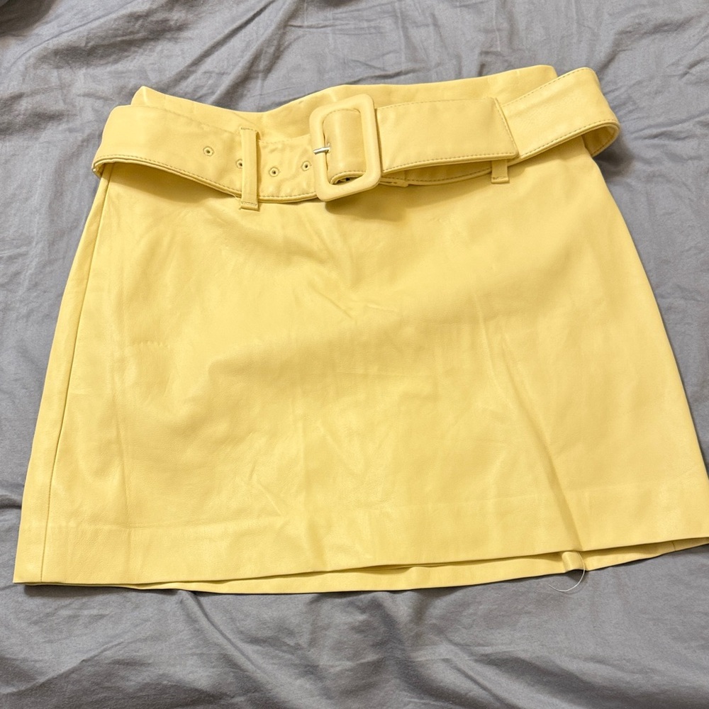 Express Yellow Mini Skirt with Belt